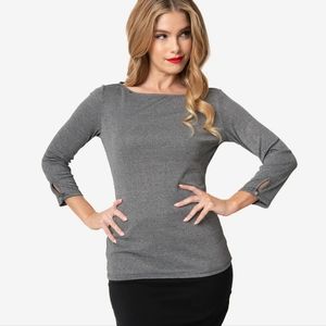 Unique Vintage Gracie Top. Gunmetal gray. Size 3X